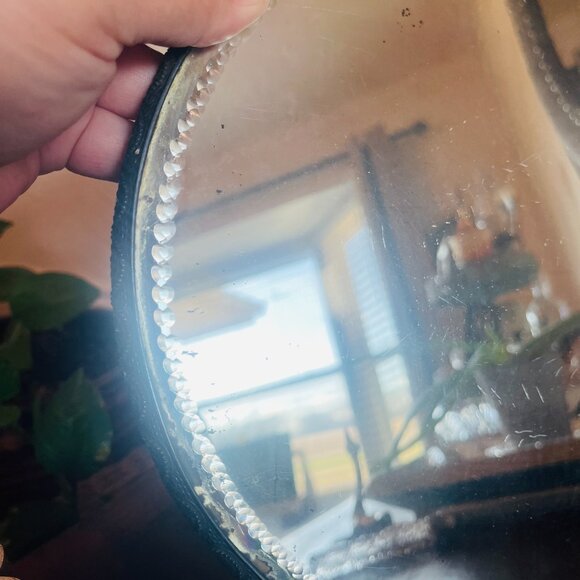 Antique Victorian Plateau Beveled Vanity Mirror Footed Patina 1900s Silver Plate - Picture 4 of 10